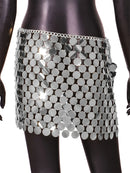 the SEQUIN - Women's Punk Sequins Metal Chain Hollow Out Mini Skirt