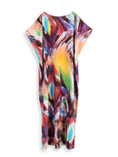 the BOHO KAFTAN - Bohemian Printed V-Neck Batwing Sleeve Long Loose Summer Moroccan Kaftan Dress for Women