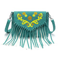 the WESTERNER - Original Design Shoulder Bag for Women, PU Leather Luxury Clutch Designer Handbags, Western Purse Fringe Messenger Bag