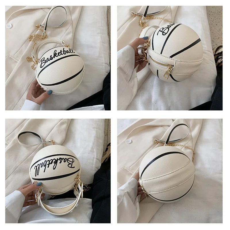 the BALLER - Women Ball Handbag, Round Basketball Shape Small Handbags, Casual PU Leather Crossbody Bags