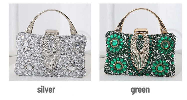 the TREASURE - Rhinestone Beaded Clutch Evening Bag, Women Wedding Party Purse, Evening Banquet Bag