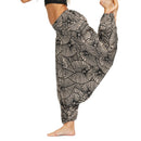 the HAREM BOHO - Bohemian Harem Pants Elastic Waist Wide Leg Long Pant Vintage Printed Trousers