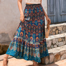 the PRAIRIE BOHO - Bohemian Printed A-Line Long Skirts