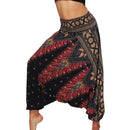 the HAREM BOHO - Bohemian Yoga Pants Hippy Harem Smocked Waist Trousers Flowy Loose Boho Pants