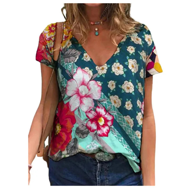 Oversized Summer Women Tops Fashion Short Sleeve 3d Flower Print Beauty T Shirt Streetwear Loose Harajuku Casual Female Clothing