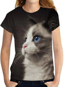 the CAT CRAZY LADY - Summer 3D Printing Cute Cat Fashion Short Sleeve Oversized T-Shirts for Women