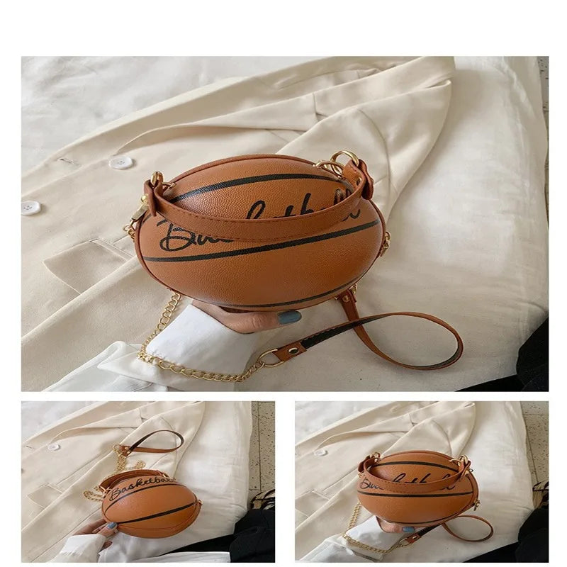 the BALLER - Women Ball Handbag, Round Basketball Shape Small Handbags, Casual PU Leather Crossbody Bags