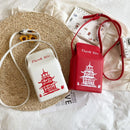 the TAKEOUT - Chinese Tower Printing Box Shoulder Bags, Fashion Cartoon Crossbody Bag, Small Girl's Bag Cute Coin Purse