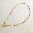 the LAYERED BOHO - Women's Imitation Pearl Necklace Choker Seed Beads Rainbow Stainless Steel Clasp Sailor Buckle Base Chain Gold Color Boho