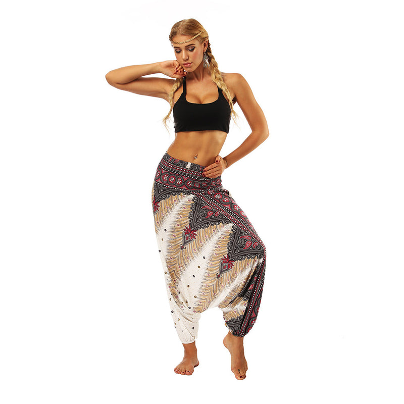 Women Pants 2023 Trousers Women'S Pants Summer Autumn Loose Yoga Trousers Baggy Boho Aladdin Jumpsuit Harem Pants Women Clothing