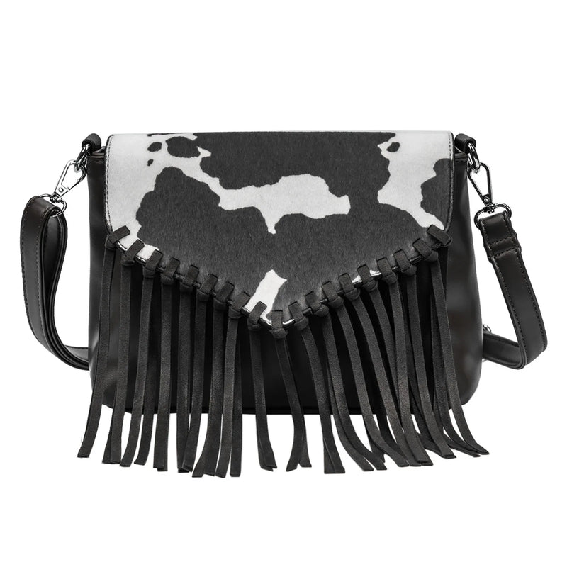 the WESTERNER - Original Design Shoulder Bag for Women, PU Leather Luxury Clutch Designer Handbags, Western Purse Fringe Messenger Bag