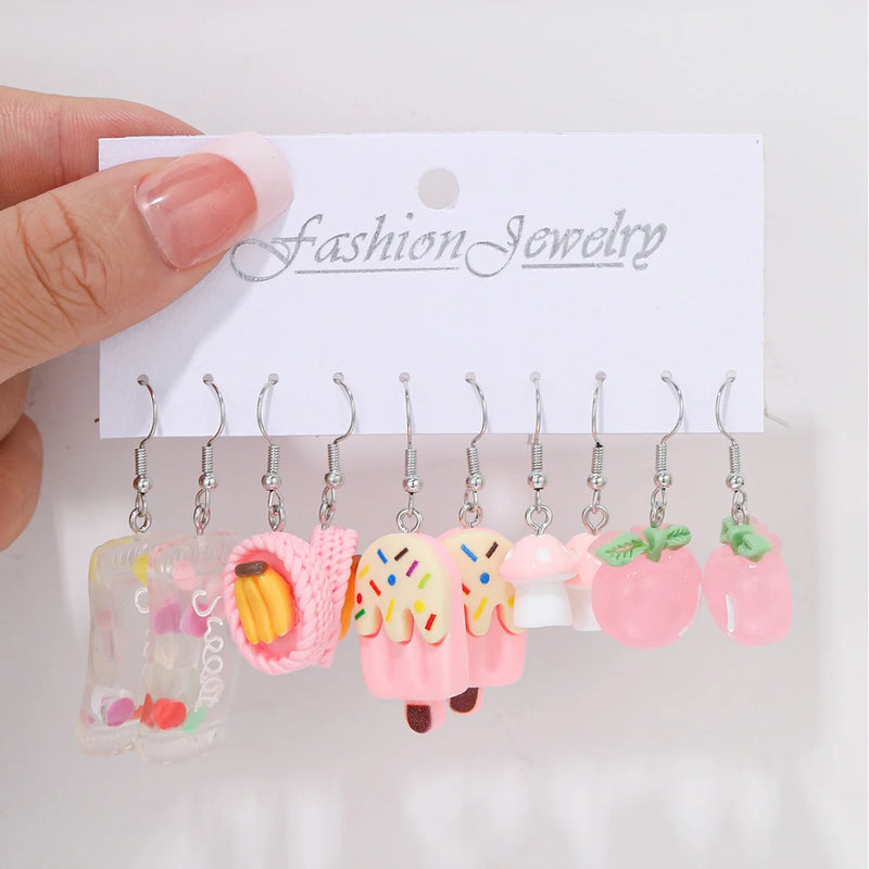 the FAVORITE THINGS - Fashion Sweet Fruit Drink Earrings Set for Women, Cute Cartoon Food Ice Cream Donut Funny Resin Earrings