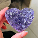 the AMETHYST HEART - Natural Amethyst Crystal Heart, Cluster Raw Ore Healing Crystal Mineral Stone Specimen, Gifts Collection, Home Aquarium Decoration