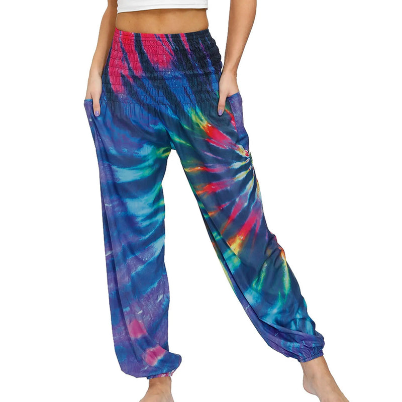 Women'S Pants Women'S Sweatpants Hippie Bohemian Palazzo Yoga Scrunched Bottom Women'S Tie Dye Harem Pants Vetement Femme