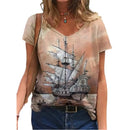 the PAINTED EASEL - Oversized Fashion Short Sleeve 3D Flower Print Loose Casual Female Clothing T-Shirts