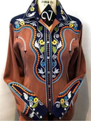 the RODEO BOHO - Women's Vintage Fashion Elegant Western Style Print Casual Slim Autumn Long Sleeve Blouses