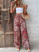the BOHEMIAN - Women's Summer Retro Style Fashion Versatile Printed Elastic Waist Wide Leg Pants