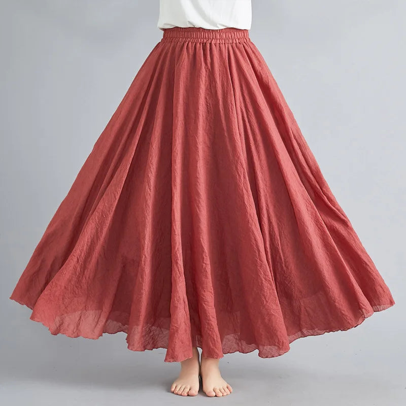 Fashion Clothes Women Clothing Skirts Vintage Y2k Elegant Streetwear Bohemian Cotton Linen Casual Vestido De Festa Long Skirt