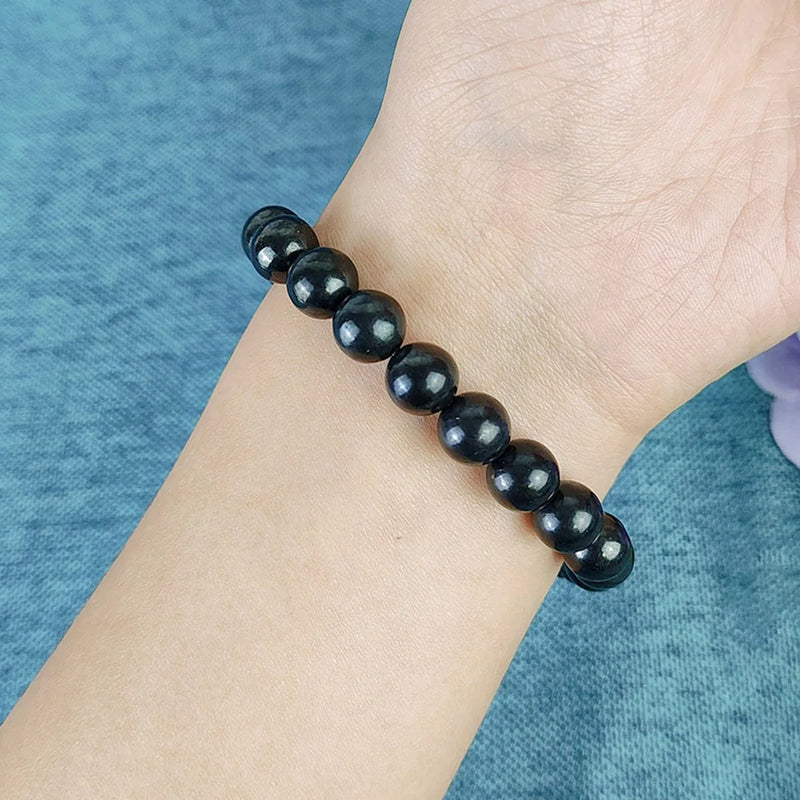 the SHUNGITE - 6MM/8MM Black Russia Shungite Bracelet Beads, Real Natural Crystal Jewelry Energy Stone For Health Care Healing Fengshui