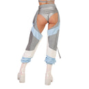 the CHAPS - Women's Festival Rave Pants Chaps Sexy Bottomless Hollow Out Patchwork Solid Loose Fit Buckle Trousers for Club Wear