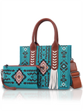 the NAVAJO - Ethnic Print Hand-Held Crossbody Bag Set with Tassel Decoration and Small Coin Purse