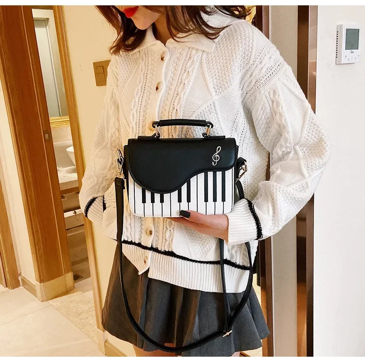 the KEYBOARD - Piano Design Women Shoulder Bags, PU Leather Messenger Bag, Handbag Fashion Crossbody Bag/Pocket Coin Purse