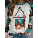 the BOHO FEATHERS - Feather 3D Print Crew Neck Fashion Casual Vintage Sweatshirts Pullovers