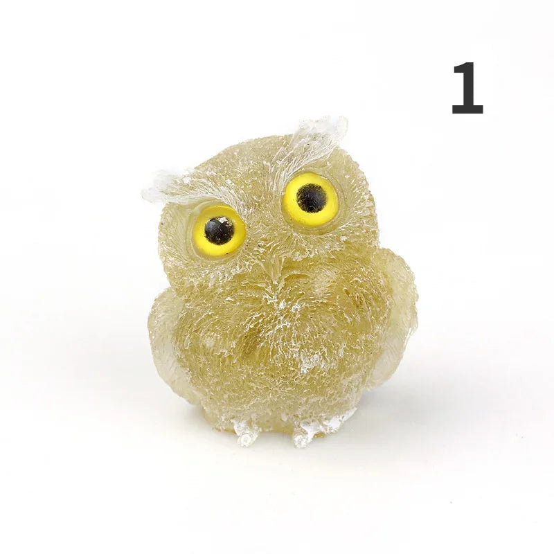 1PCS Natural Crystal Stone Gravel Owl Animal Crafts Hand Made Small Figurines DIY Resin Table Decor Home Decor Collect Gifts