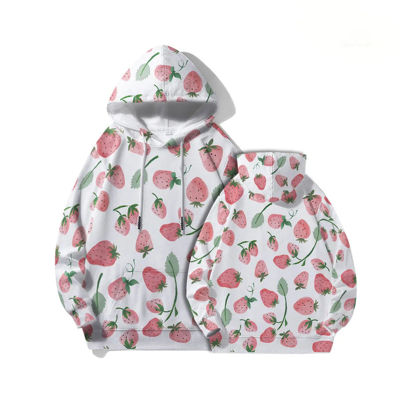 Cute Strawberry Pattern 3D Print Hoodies Women Men Fashion Long Sleeve Hooded Sweatshirts Streetwear Pullovers Female Clothing