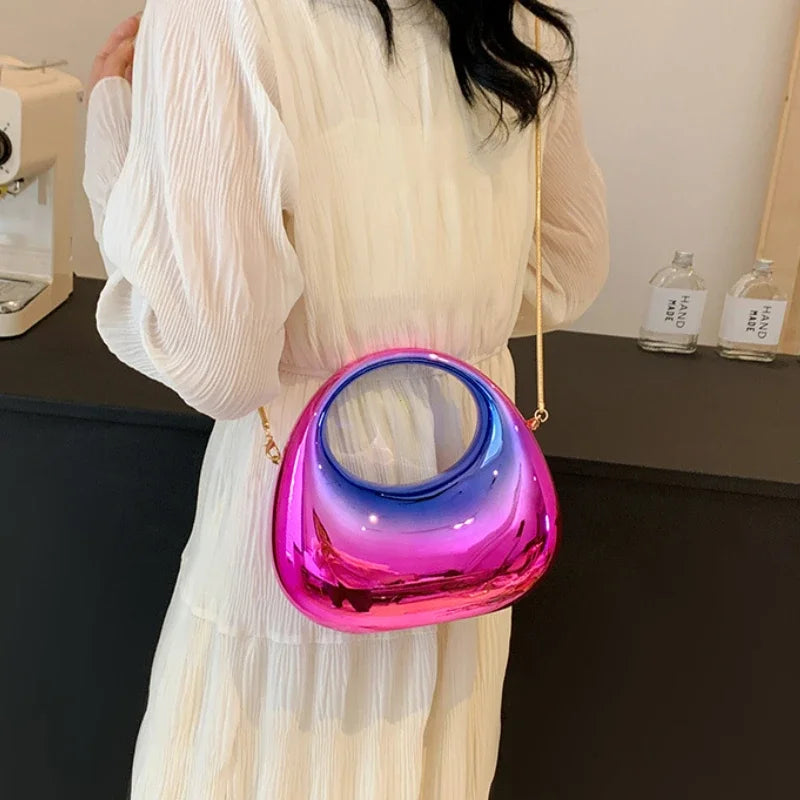 the GLAM BAG - Luxury Designer Evening Clutch, Clear Acrylic Women Handbags, Fashion Shoulder Bag, Half Moon Wedding Purses