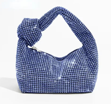 the KNOTTED RHINESTONE - Handle Rhinestones Knot Evening Bags, Silver Crystal Top Handle Bag for Women, Purses and Handbags Luxury Designer Handbag Tote