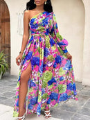the BRIDESMAID BOHO - Spring/Summer Elegant Off Shoulder Print Loose Long Dress