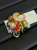 the CLUSTER - Vintage Natural Stone Malachite Glass Multi-Pendant High-Grade Fringe Open Ring