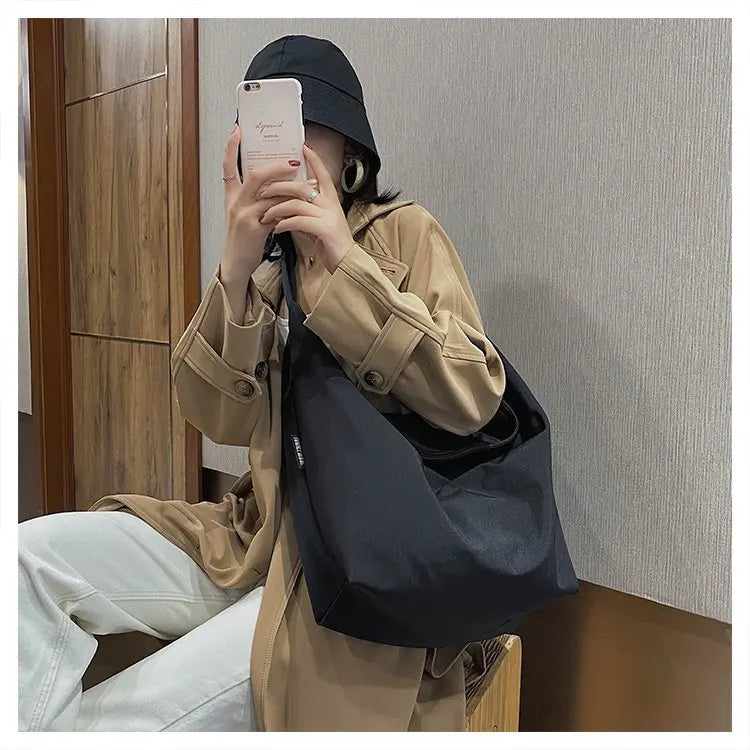 the MESSENGER - Canvas Totes Bags, Women Casual Handbags, Solid Color Shoulder Bag, Simple Messenger Bag Purses