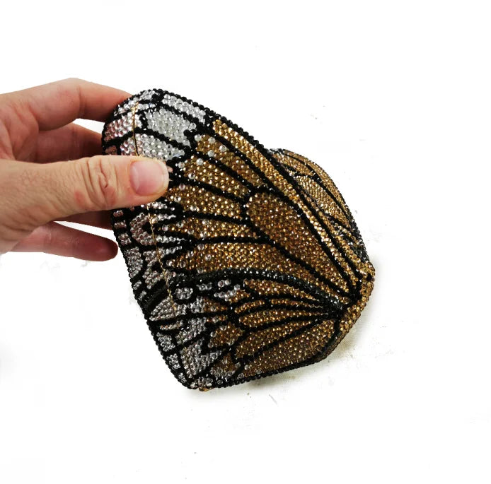 the BUTTERFLY - Women Butterfly Diamond Christmas Gift Clutch Purse, Luxury Metal Evening Bag, Dinner Party Handbag and Purses