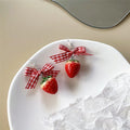 the STRAWBERRY FIELDS - Delicate Red Strawberry Flower Drop Earrings for Women, 3D Simulated Fruit Green Leaves Earrings