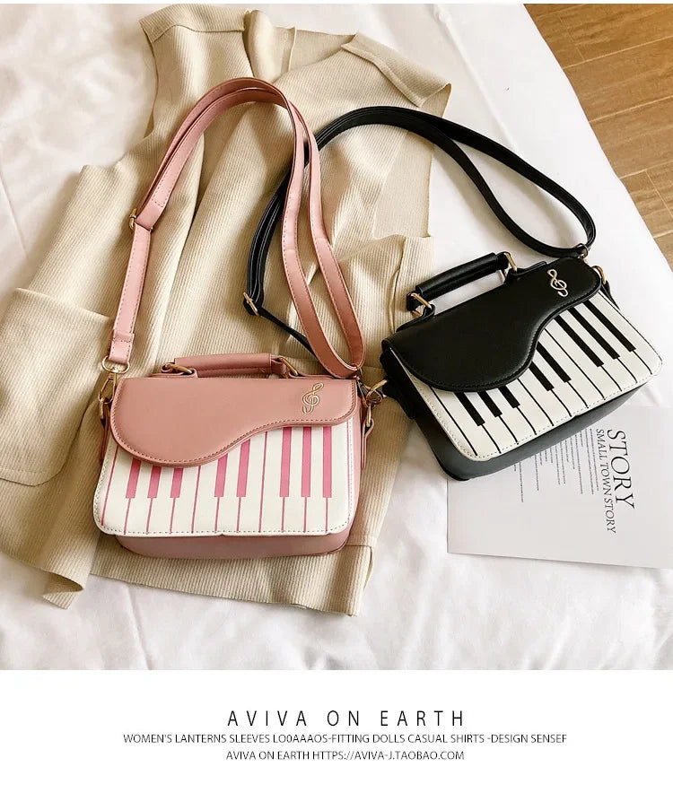 the KEYBOARD - Piano Design Women Shoulder Bags, PU Leather Messenger Bag, Handbag Fashion Crossbody Bag/Pocket Coin Purse