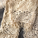 the BOHEMIAN LACE - Knitted Tassel Crochet Hollow Out Smock Sleeve Shirts for Women