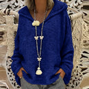 the ASPEN - Women's Winter/Autumn Solid Color Long Sleeve Braided Hooded Oversized Knitted Boho Pullover Sweaters