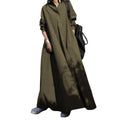 Spring Fall Maxi Dress Robe Baggy Cross V Neck Dresses Solid Color Large Pocket Retro A-line Bohemian Maxi Dress For Casual