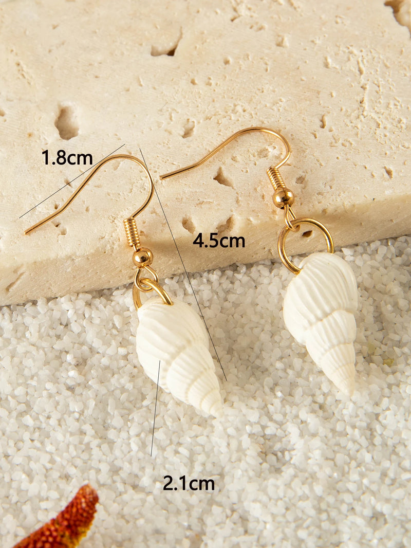 the BEACH TREASURES - 5pair/sets Bohemian Conch Shell Earrings Set for Women, Exquisite Starfish Summer Jewelry