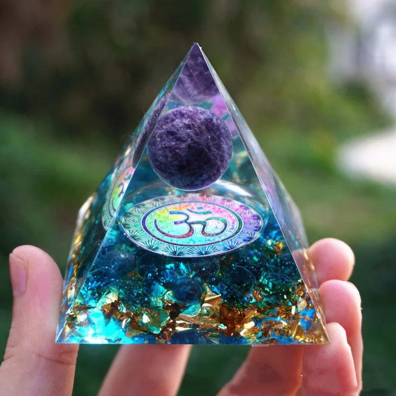 the GIVING TREE - Crystals Stone Orgone Pyramid Energy Generator Decoration, Natural Gravel Energy Tower, Crystal Epoxy Geometry Shape Ornaments