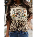 the I AM THE STORM - Leopard Print Heart Print Summer Short Sleeve 0-Neck T-Shirts for Women