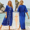 the BOHO KAFTAN - Bohemian Printed V-Neck Batwing Sleeve Long Loose Summer Moroccan Kaftan Dress for Women