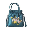 the SATCHEL - Retro Elegant Satin Silk Embroidery Totes for Women, Floral Drawstring Handbag, Woman Purse/Wallet Small Tote Bags