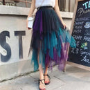 the TULLE TUTU - Fashion Summer Tutu Skirt Harajuku Tulle High Waist Midi Mesh Skirts