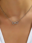 the INFINITY - Fashion Stainless Steel Infinity Pendant Necklace for Women, Classic Lucky Zircon Love You Forever Jewelry Gift