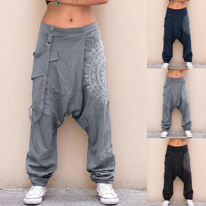 Men Women Low Rise Retro Print Saggy Baggy Trousers Casual Hip-hop cargo pants Streetwear Loose Harem Pants pantalones de mujer