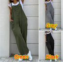 the BOHO OVERALLS - Summer Casual Cotton Linen Fashion Sleeveless Wide Leg Dungarees Solid Long Rompers Casual Comfortable Jumpsuits/Playsuit