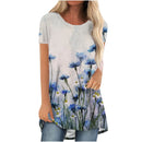 the MEADOW - Floral 3D Print Casual Short Sleeve Oversized Tunic T-Shirts for Women